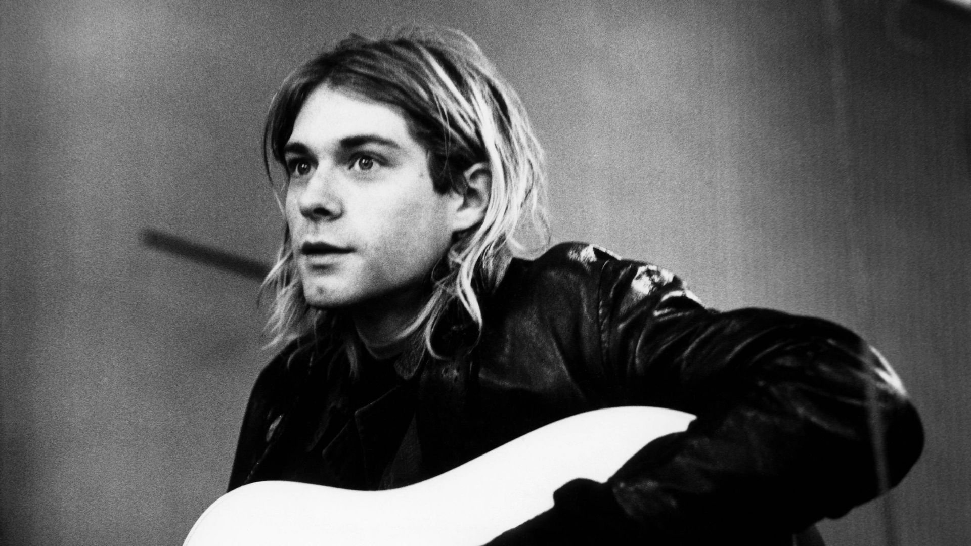 Photo de Kurt Cobain enregistrant une musique dans les studios Hilversum, le 25 novembre 1991.