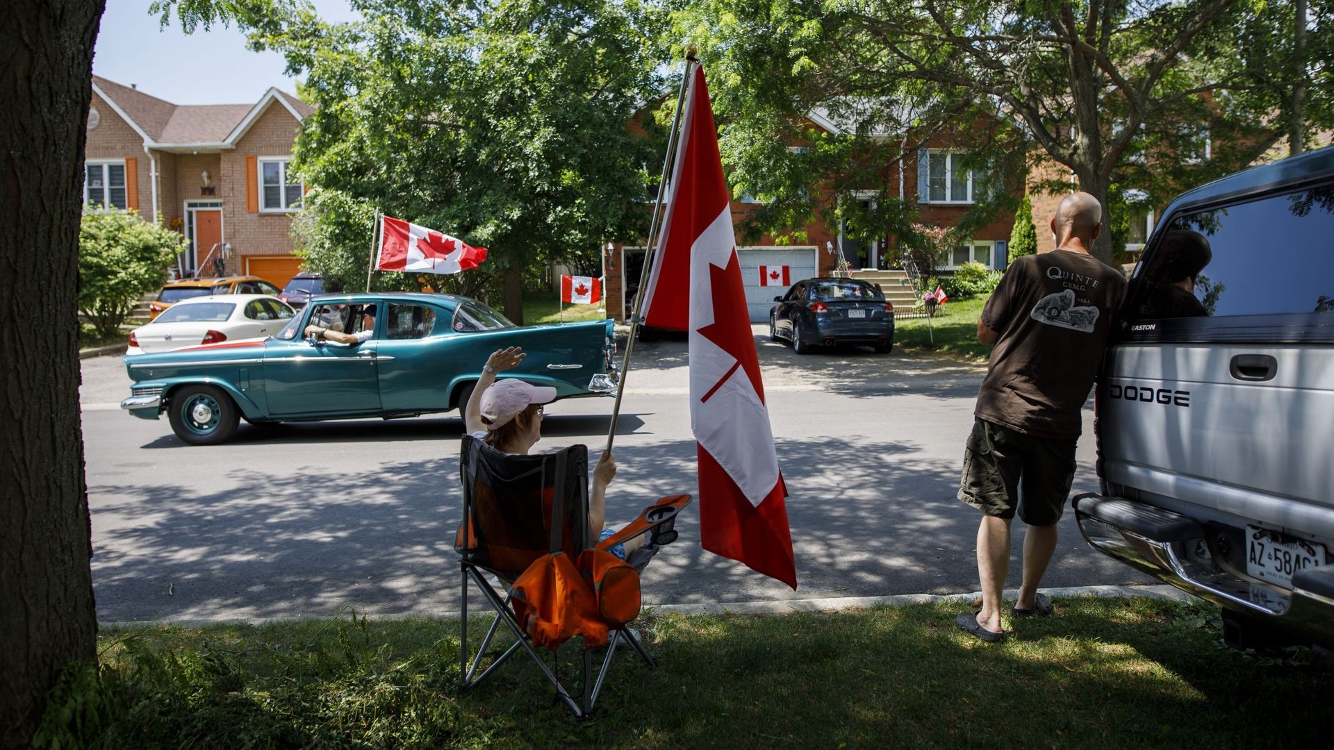 Célébration lors de la fête nationale du Canada, le 1er juillet 2020, en pleine pandémie de Covid-19. Newcastle, Ontario, Canada.