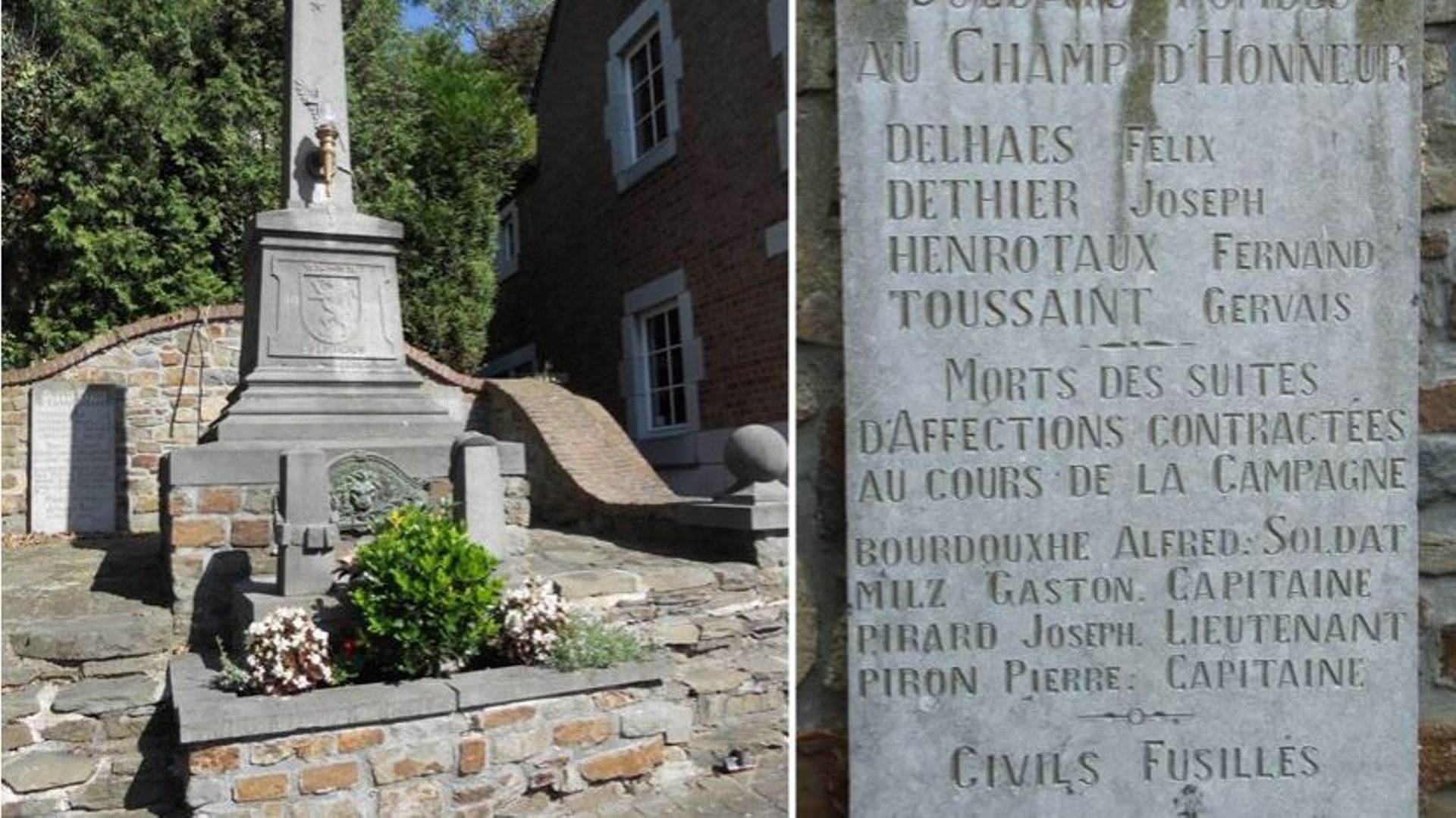 Le monument aux morts de Dalhem mentionne le nom de Joseph Dethier