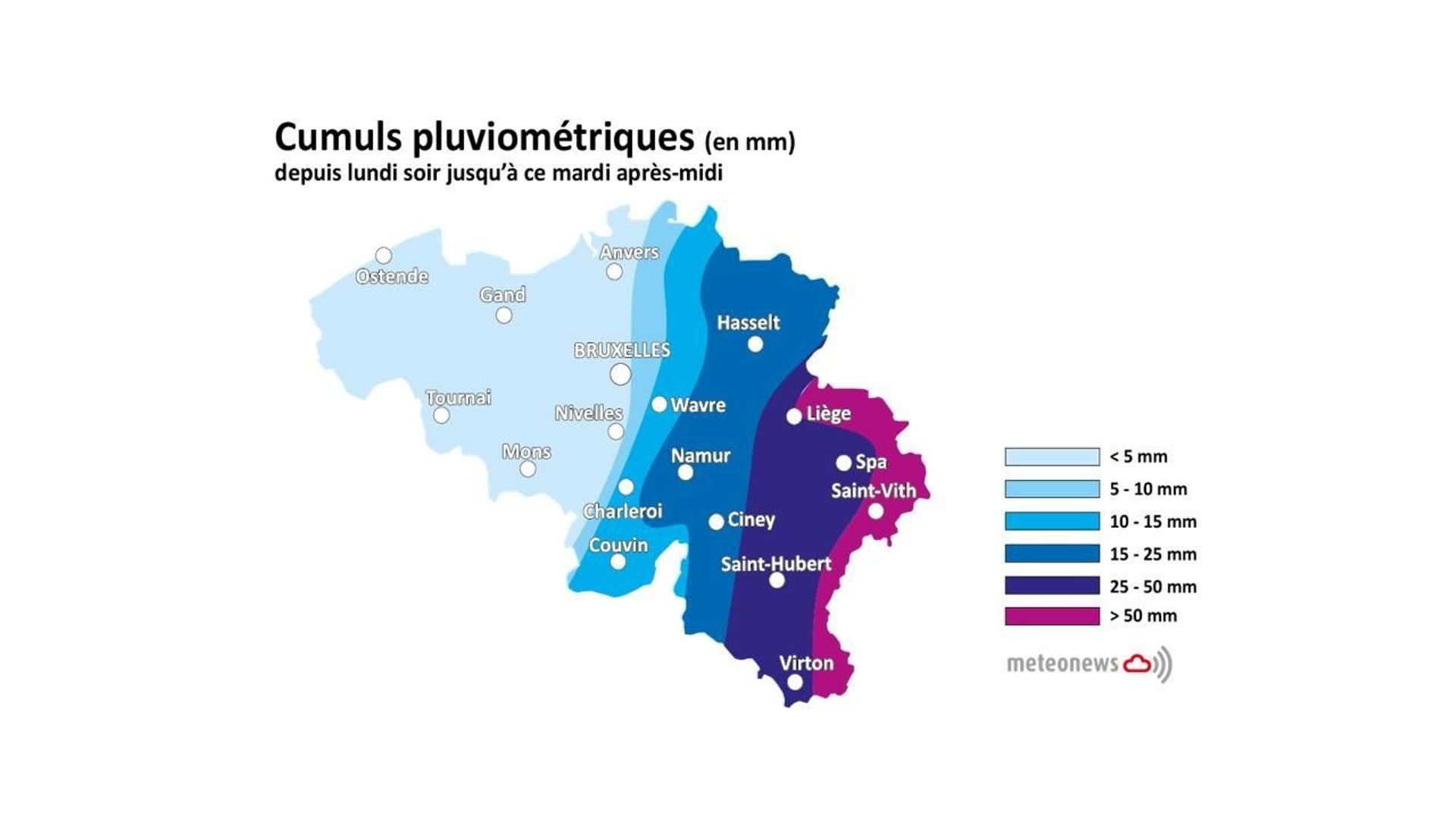 Météo en Belgique : une zone de pluie coupe le pays en deux ce mardi