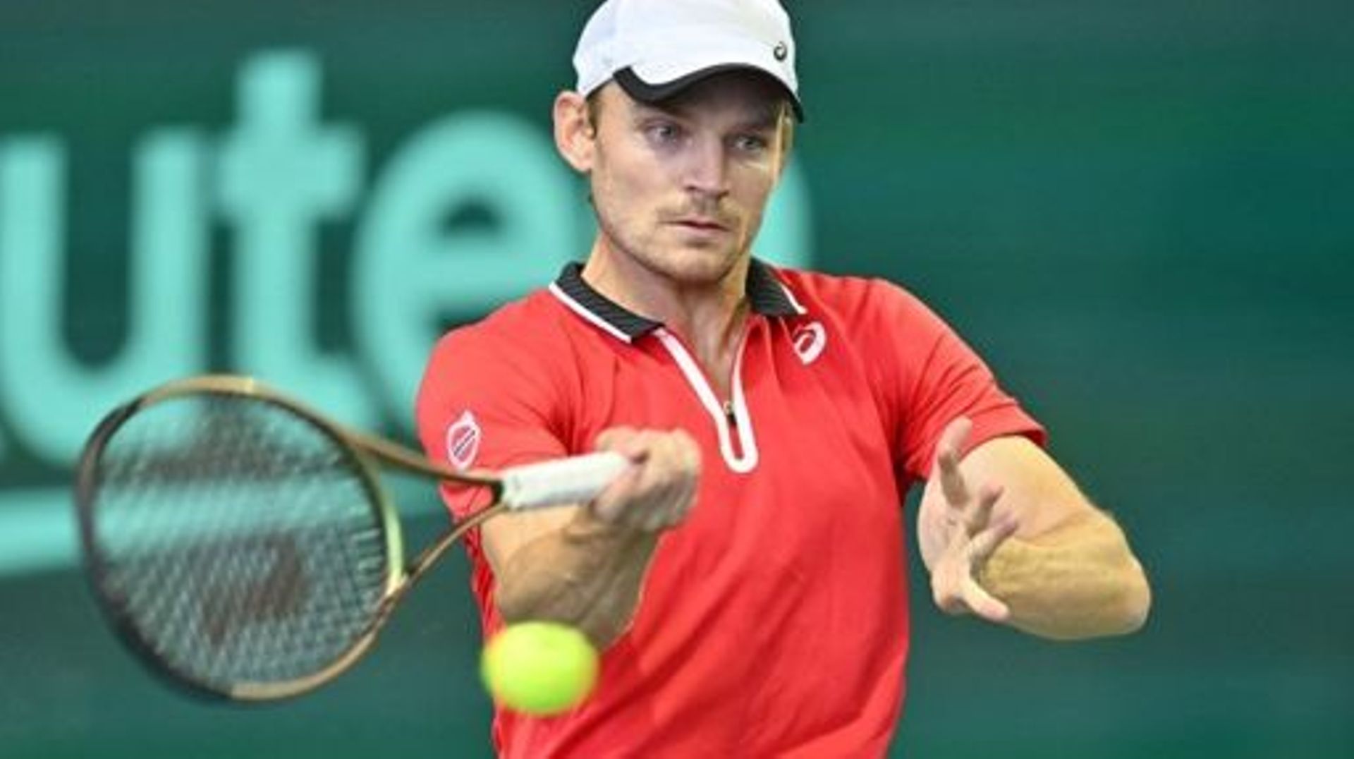 Belgium’s David Goffin returns the ball against South Korea’s Kwon Soon-woo during their singles match of the Davis Cup tennis qualifiers first round between South Korea and Belgium in Seoul on February 5, 2023. Jung Yeon-je / AFP