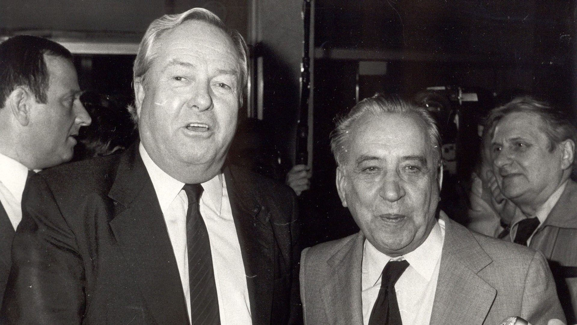 Jean-Marie Le Pen reçu par Roger Nols, à Schaerbeek, le 28 septembre 1984.