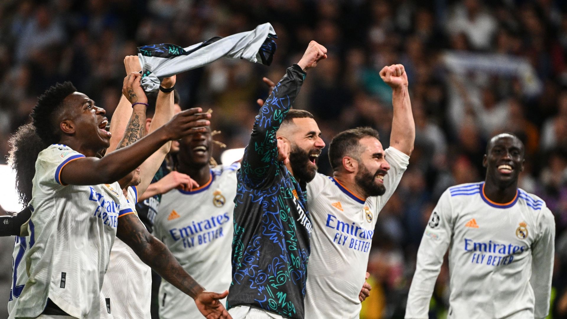 La fête des joueurs du Real Madrid après leur qualification pour la finale.