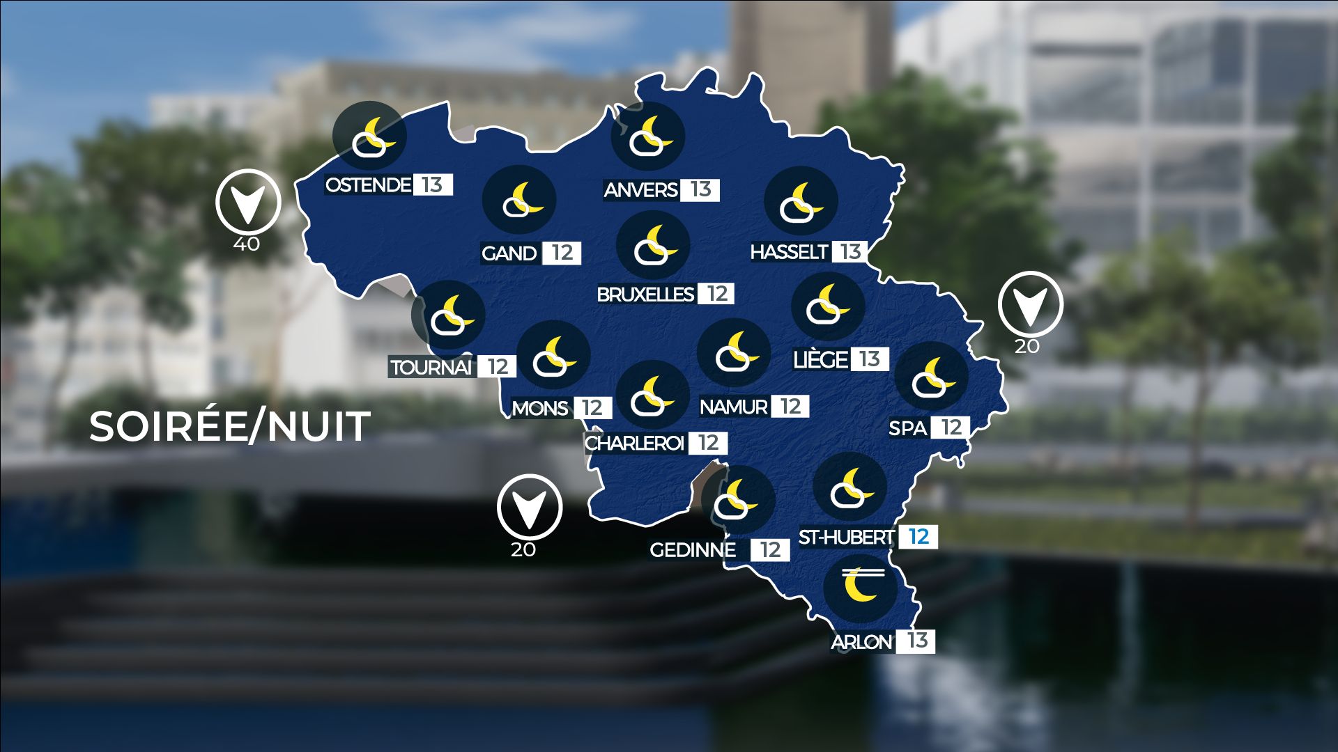 Carte du ciel pour la nuit de dimanche à lundi.