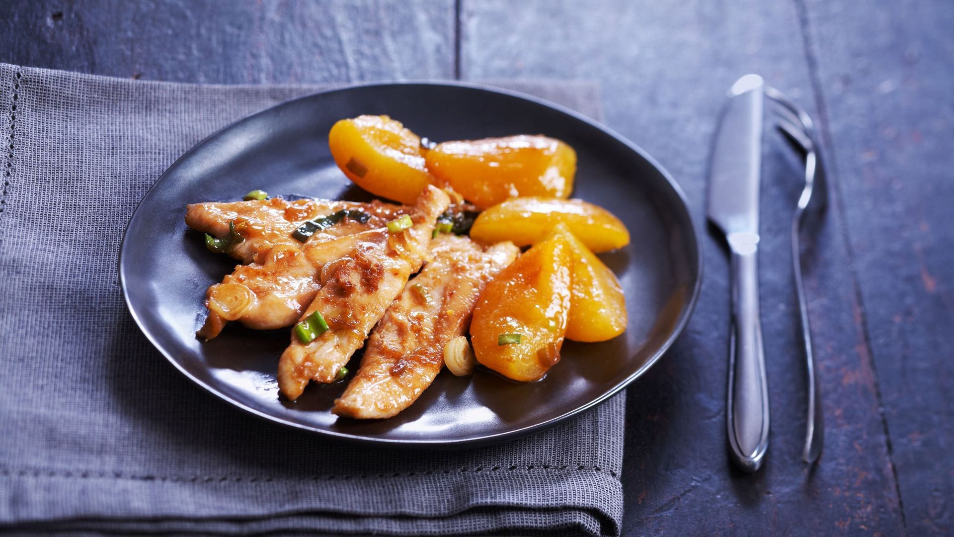 Aiguillettes de poulet aux abricots