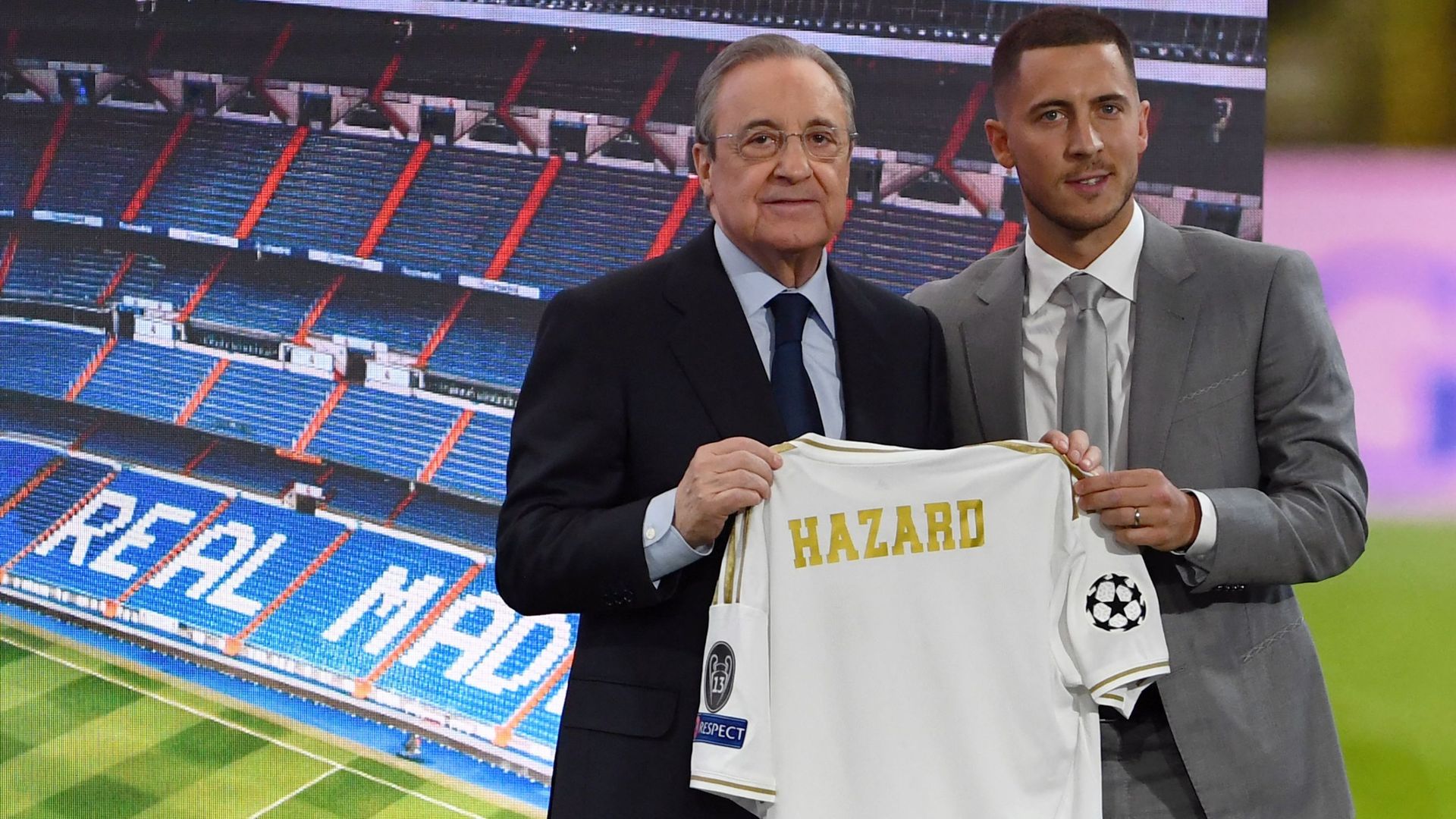Florentino Pérez et Eden Hazard en 2019