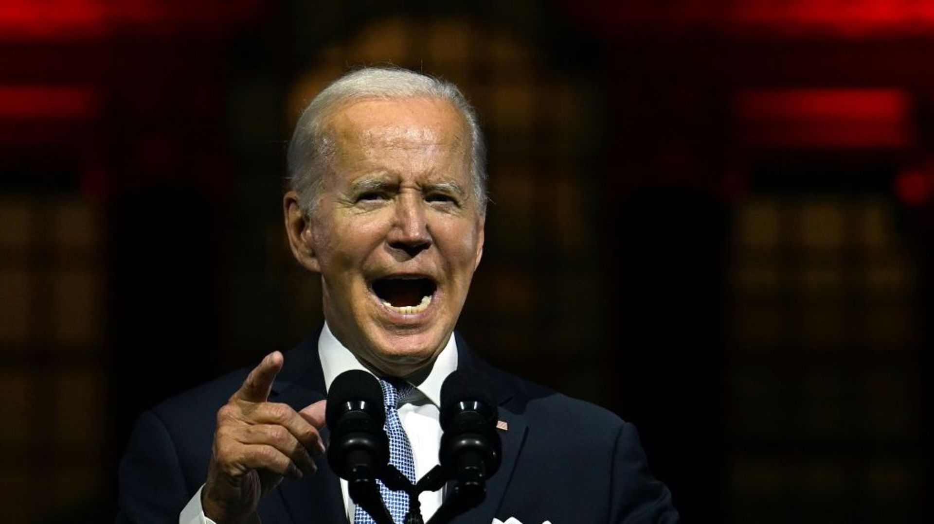 Le président américain Joe Biden lors d'un discours à l'Independence Hall de Philadelphie, le 1er septembre 2022 en Pennsylvanie 
