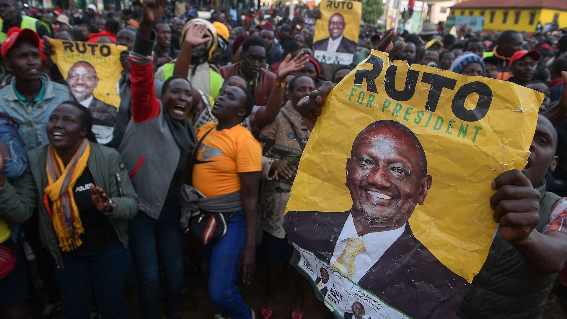 Des partisans de William Ruto, le président élu du Kenya, célèbrent à Eldoret le 15 août 2022.