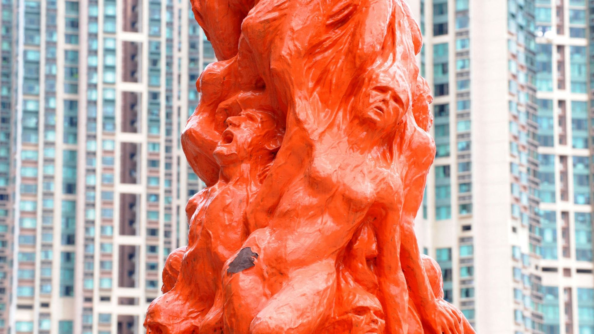 Le "pilier de la honte", une statue en hommage aux victimes de l'incident du 4 juin 1989 à Pékin, est exposé dans une université de Hong Kong le 27 mai 2009.