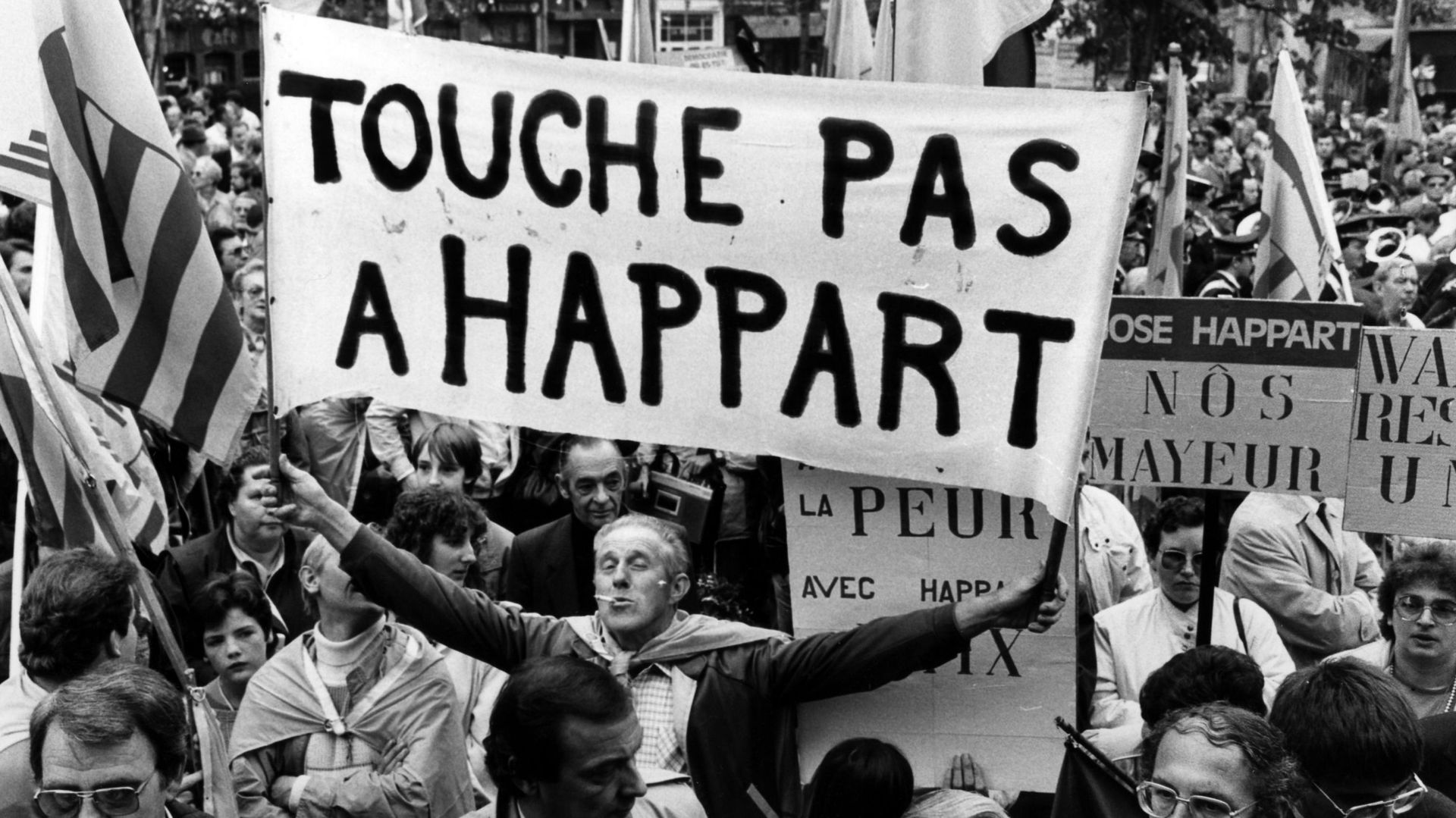 Manifestants fouronnais soutenant José Happart en 1986
