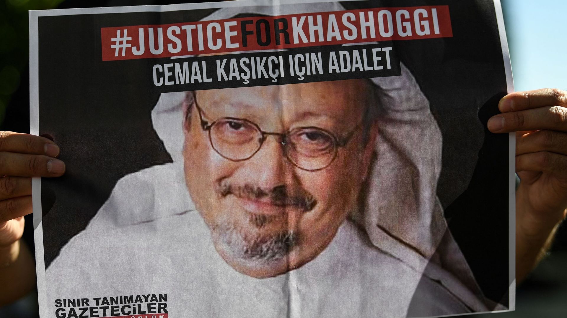 Des soutiens de Jamal Khashoggi demandent justice, lors d’un événement en mémoire du journaliste, deux ans après sa mort à Istanbul.