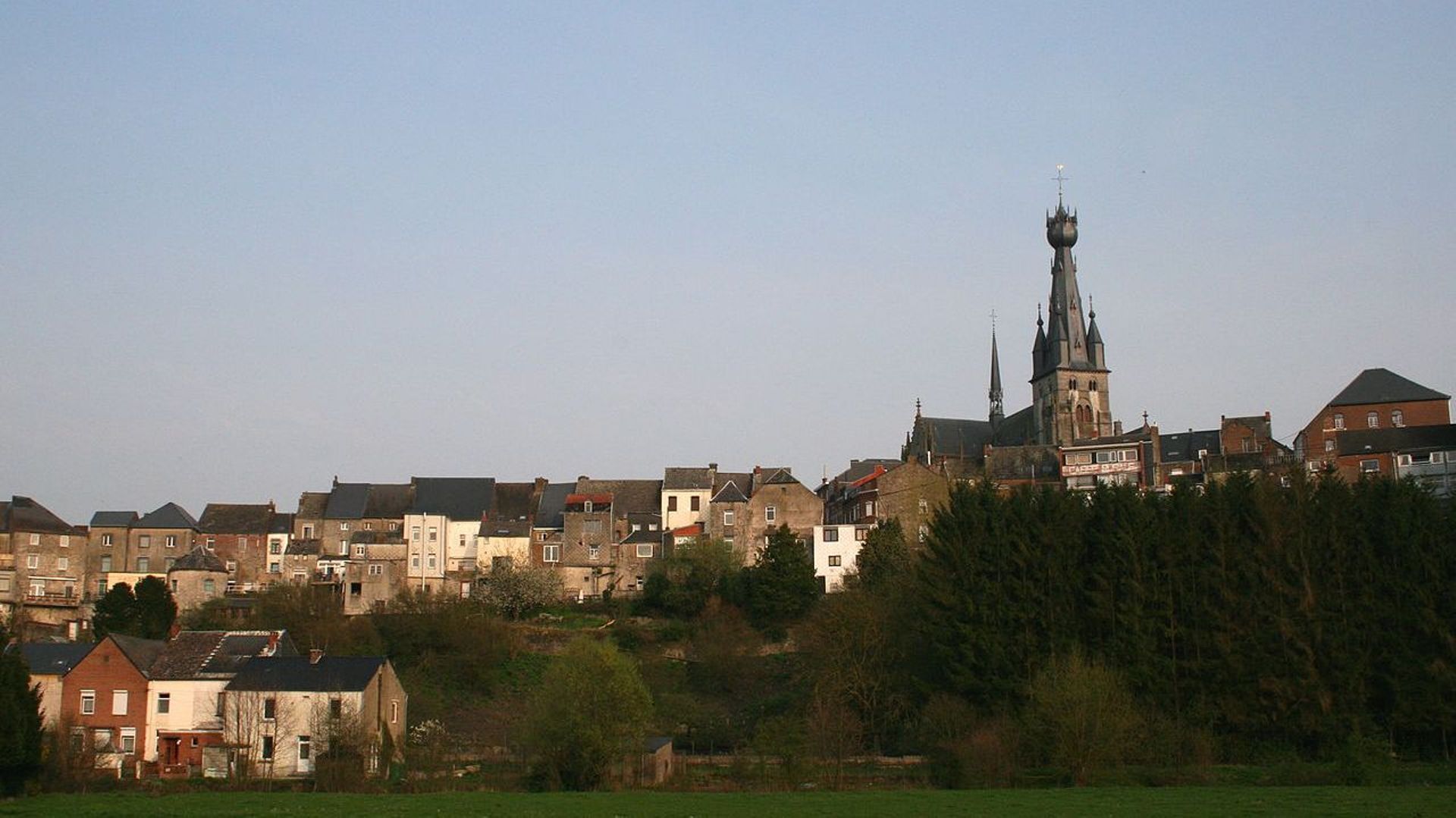 Vue de Walcourt et de sa basilique.
