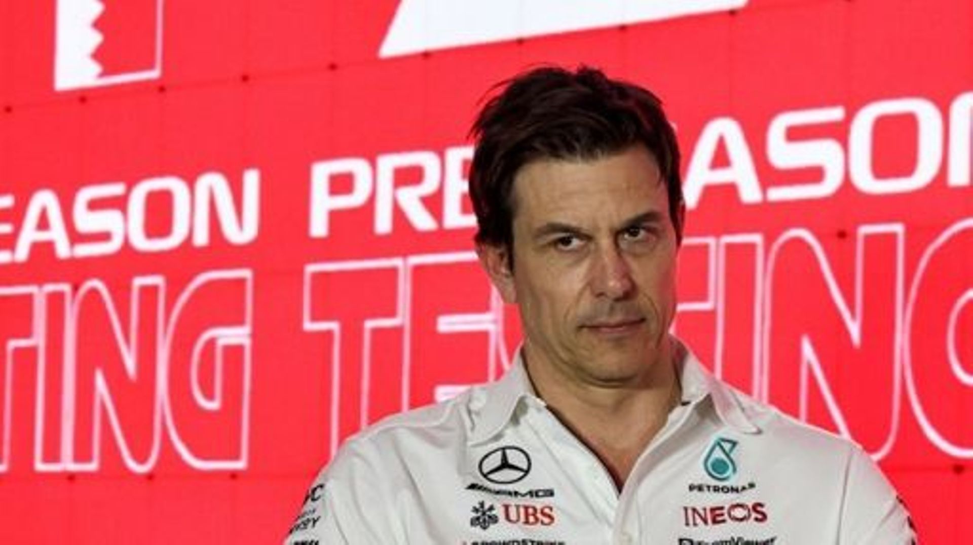 Mercedes' Austrian team principal Toto Wolff attends a press conference on the first day of Formula One pre-season testing at the Bahrain International Circuit in Sakhir on February 23, 2023. Giuseppe CACACE / AFP