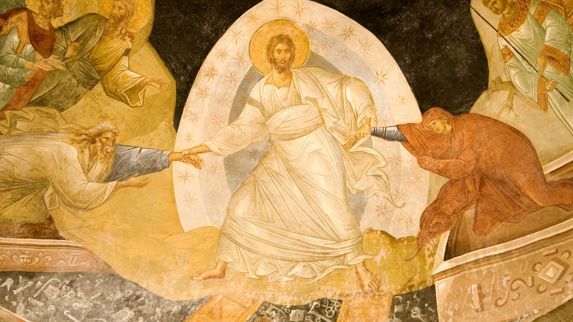 Fresque de la résurrection dans l’église Chora Istanbul Turquie, 14e siècle