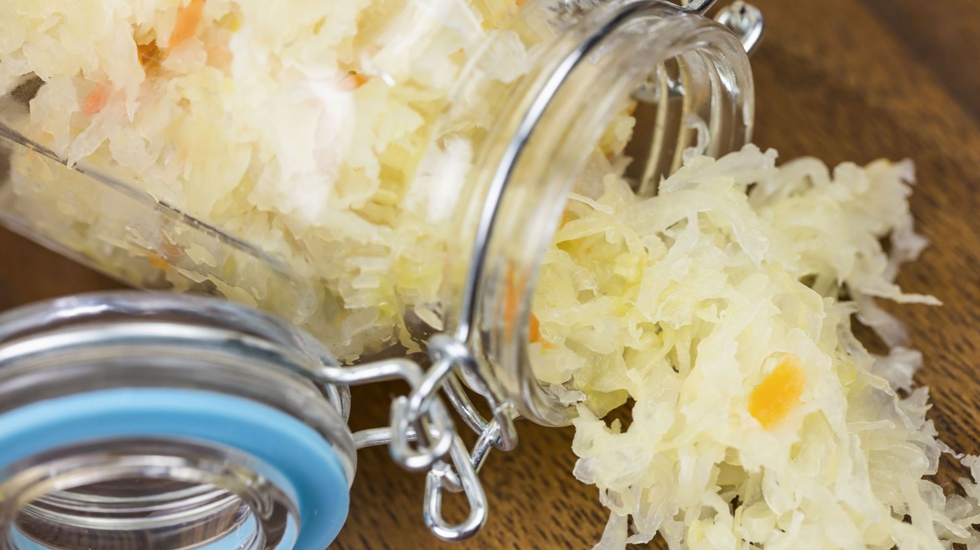 Homemade sauerkraut in a jar