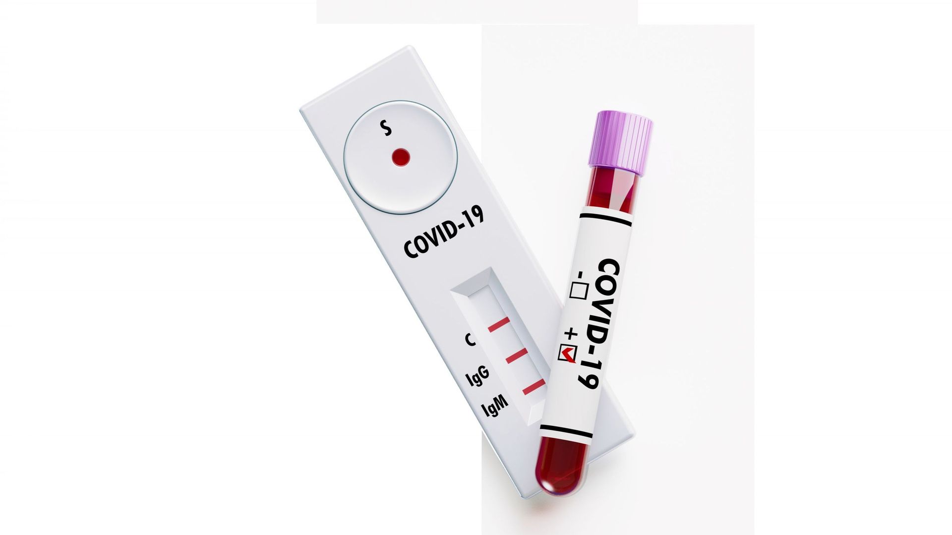 À gauche de l’image, un dispositif de test rapide au coronavirus similaire à ceux vendus en ligne.