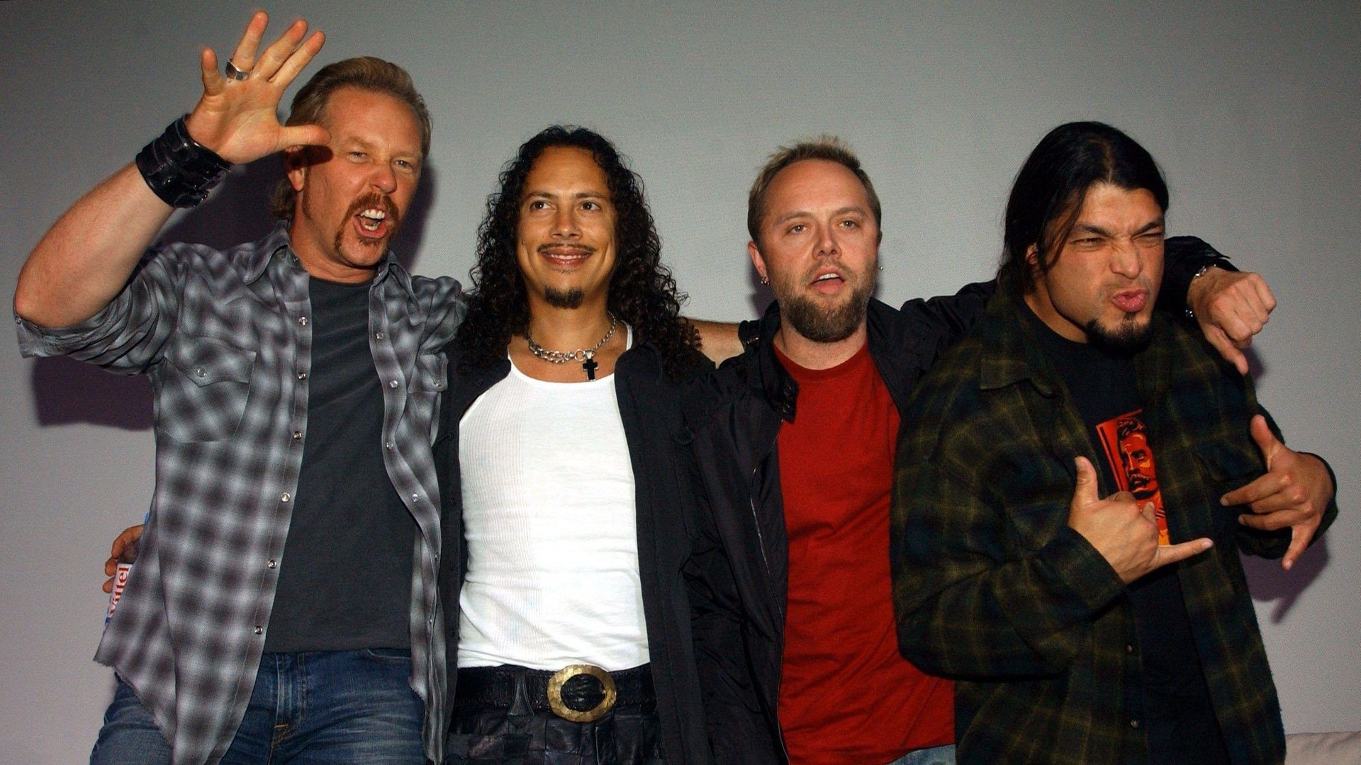 Members of the US heavy metal band Metallica, from L-R James Hetfield, Robert Trujillo, Lars Ulrich and Kirk Hammett pose for photos