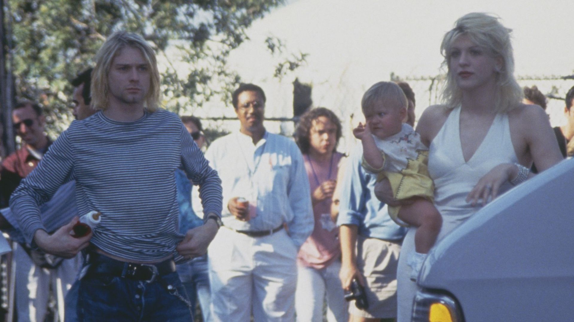Le couple Kurt Cobain et Courtney Love et leur fille Frances Bean.