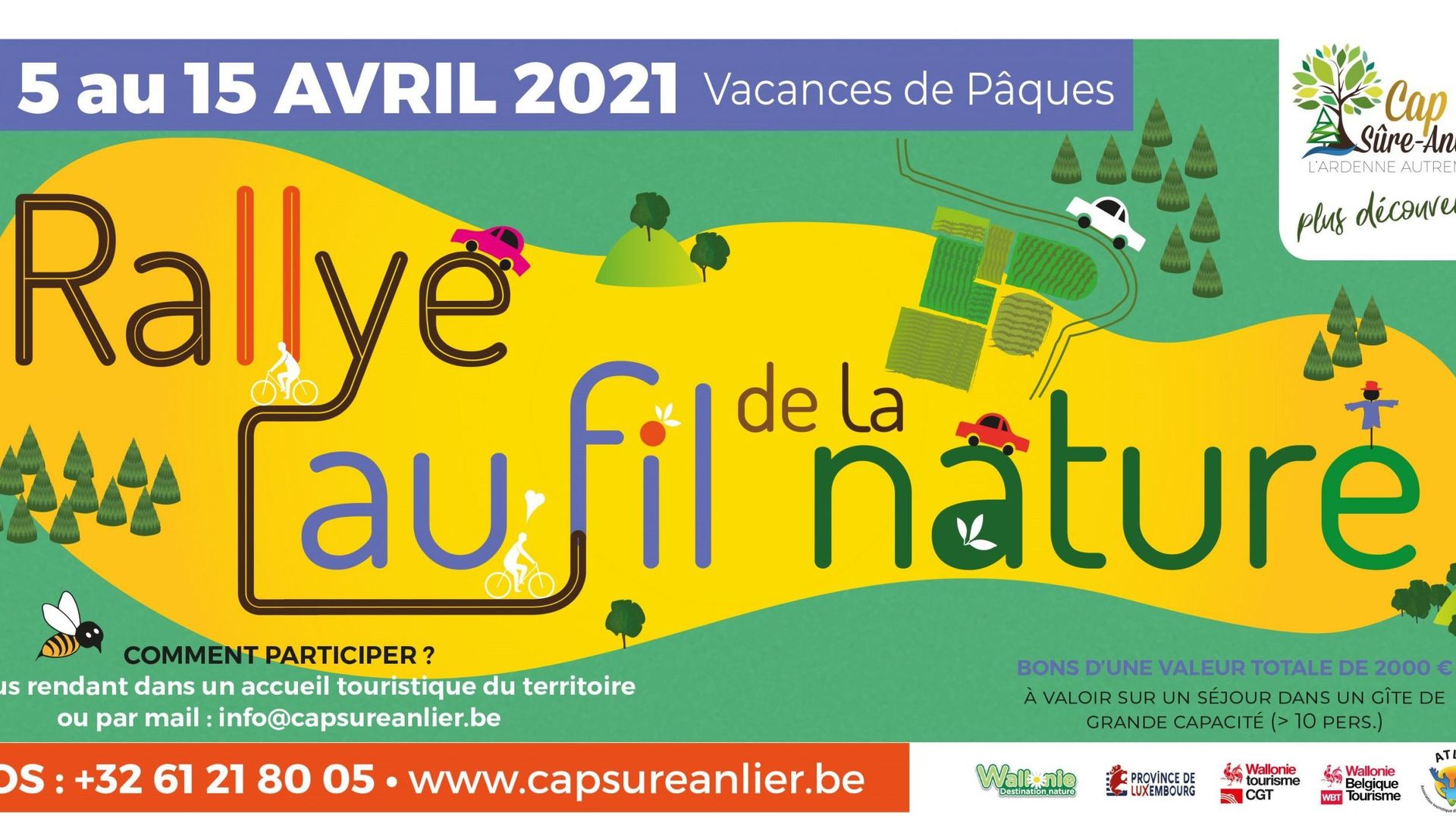 La Maison du Tourisme Cap Sûre-Anlier (associée aux SI et OT de son territoire) organise son 7ème rallye touristique sous une nouvelle formule. Il s’adapte à l’actualité et se déroule sur dix jours, du 5/4 au 15/4, avec comme thème « Au fil de la nature »