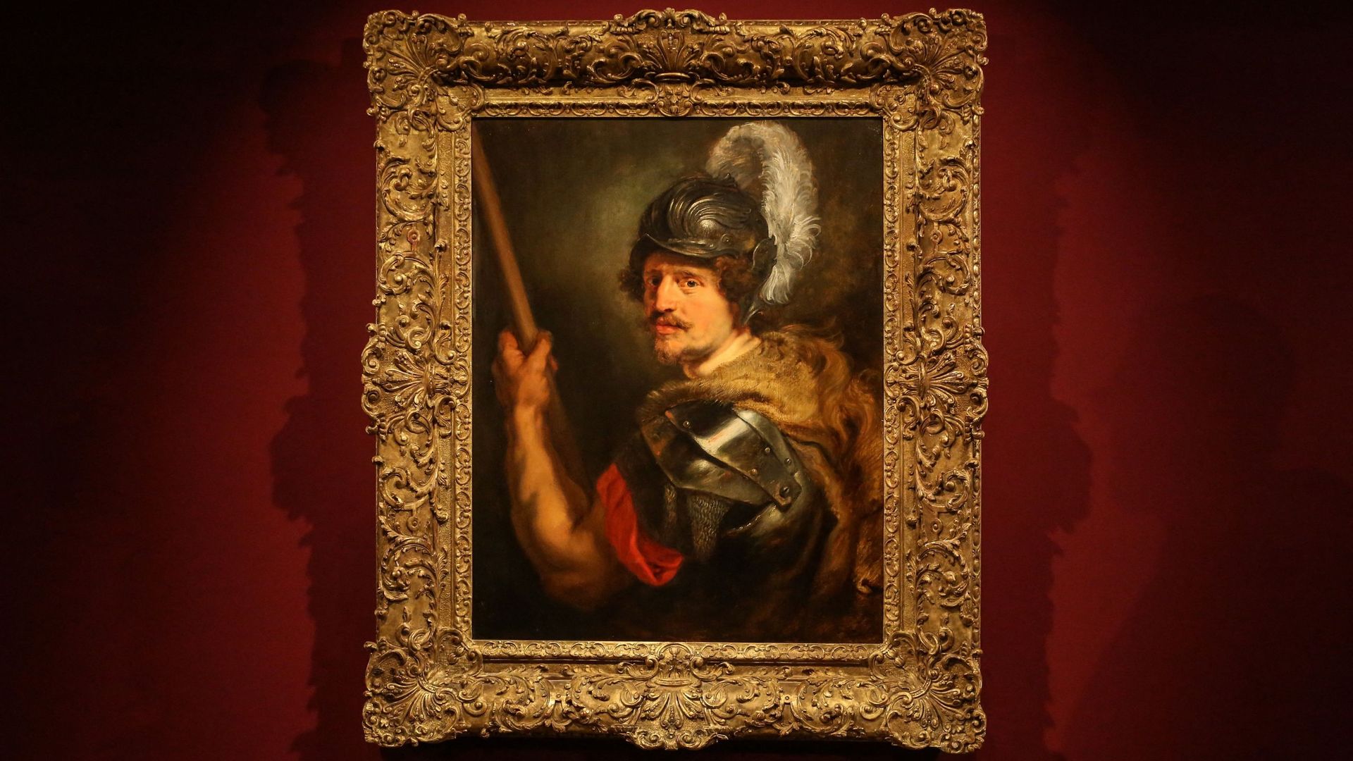 "Portrait d’un homme en dieu Mars", un tableau de Pierre Paul Rubens en vente, est présenté lors d’une conférence de presse à la maison de vente aux enchères Sotheby’s à Bruxelles le 21 février 2023.