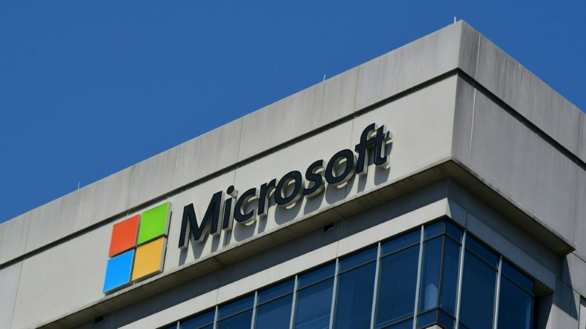 Un logo de Microsoft sur un bâtiment à Chevy Chase, dans le Maryland, le 19 mai 2021