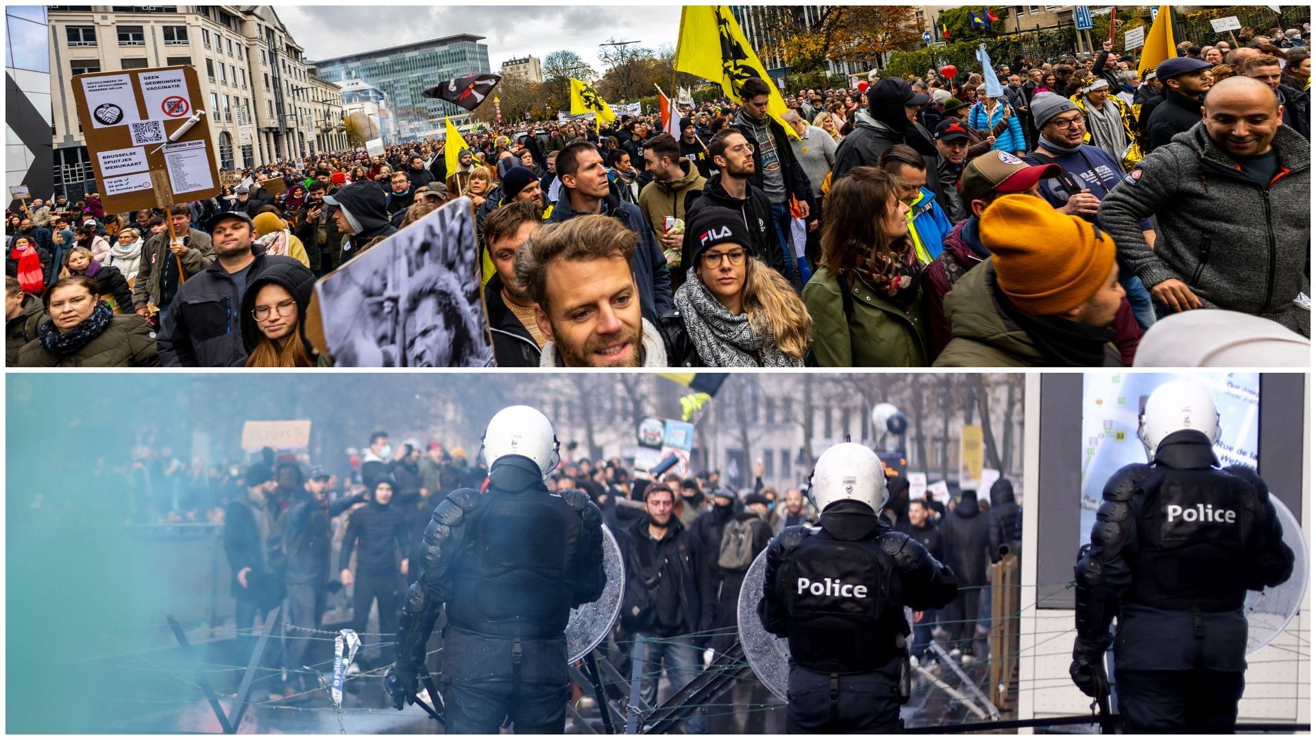 Des manifestants paradaient dans les rues de Bruxelles le 21 novembre pour manifester leur mécontentement contre les mesures covid-19.