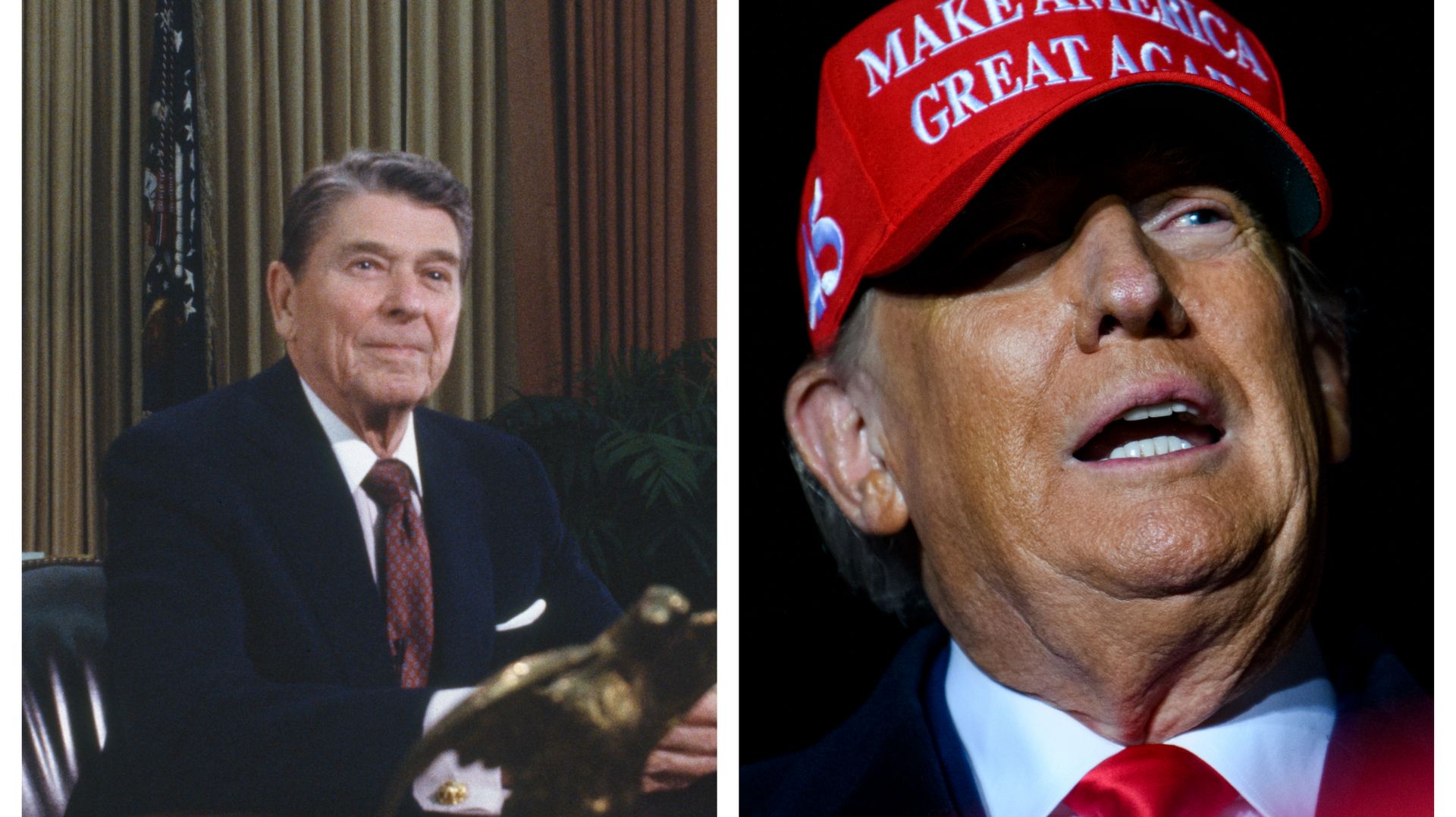 Ronald Reagan et Donald Trump, deux exemples emblématiques de l'accession au pouvoir de célébrités sans expérience politique préalable.