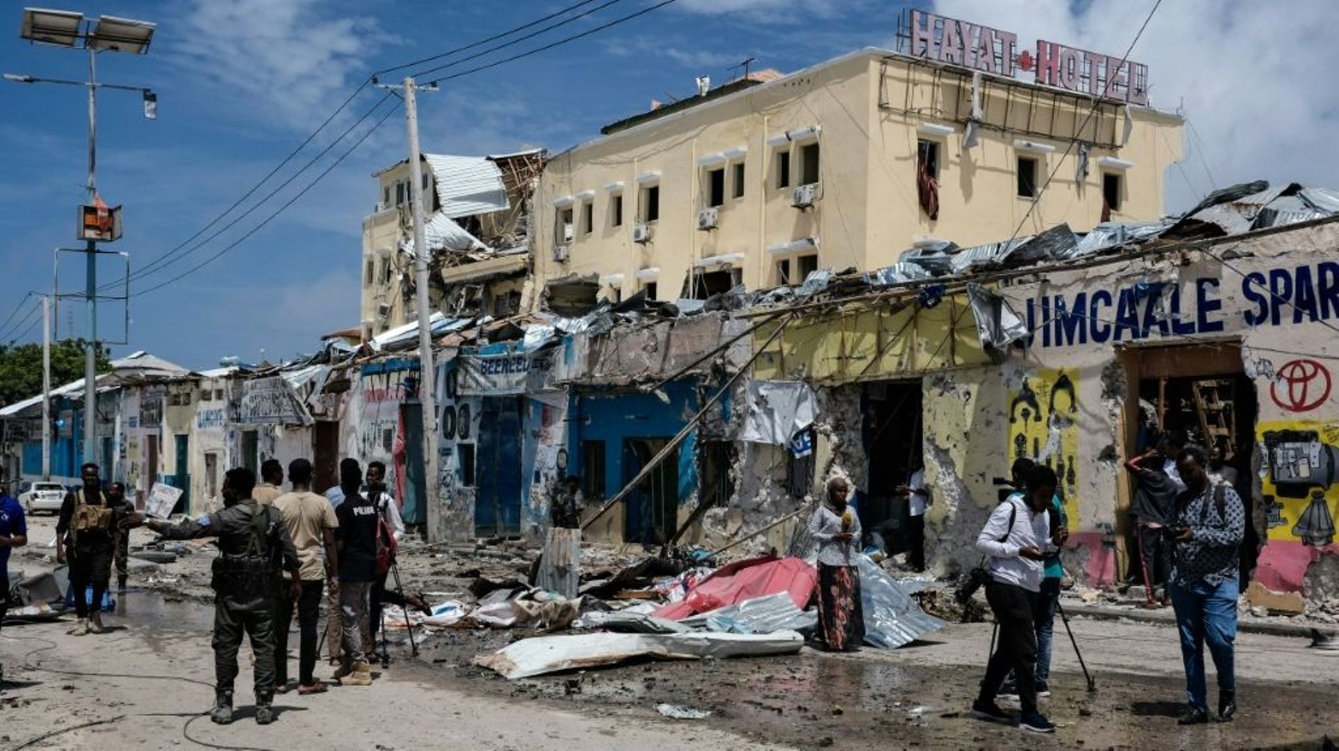 Les décombres de l’hôtel Hayat après une attaque de 30 heures par des islamistes shebab, le 21 août 2022 à Mogadiscio, en Somalie