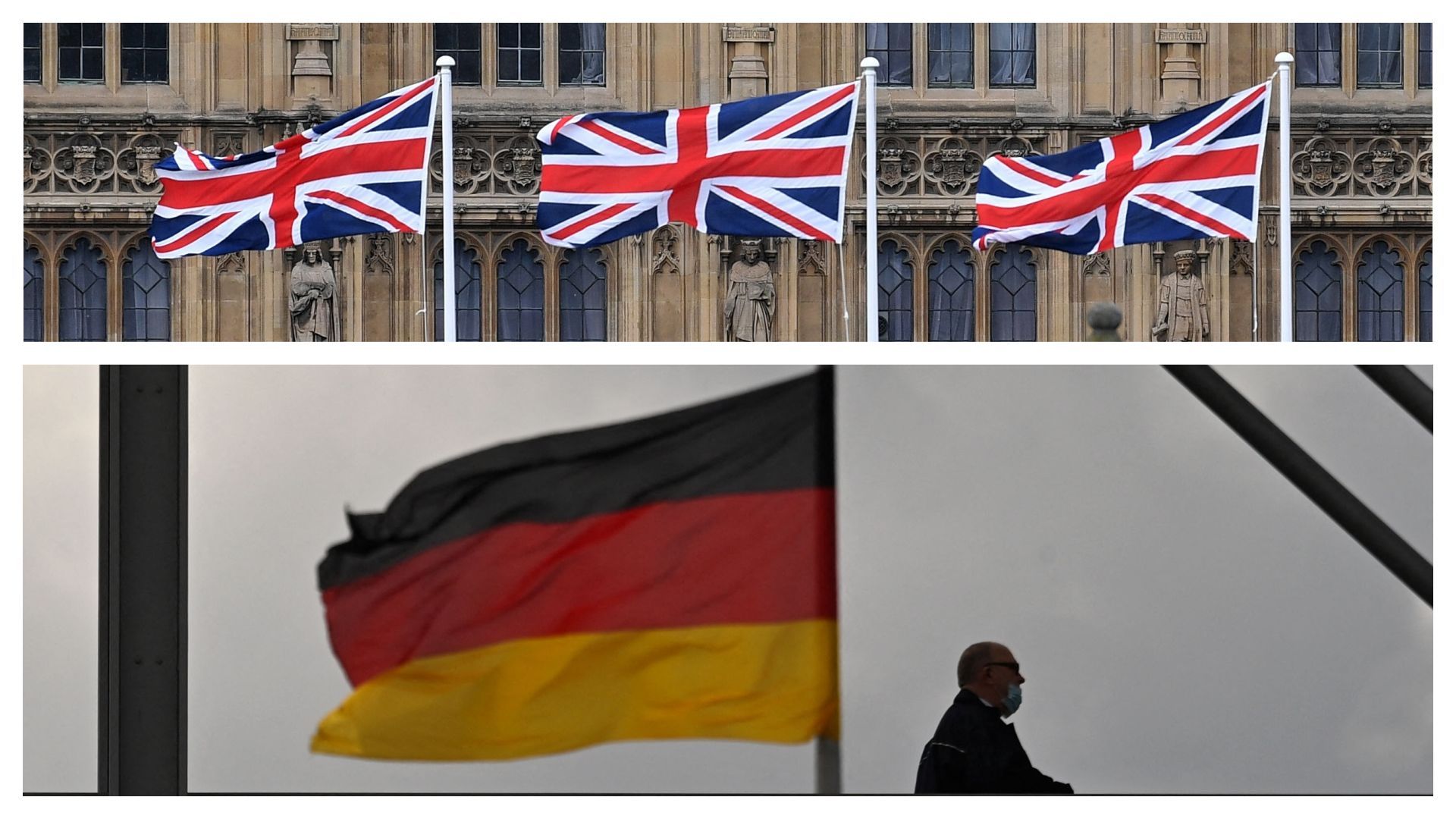 Drapeaux britanniques et drapeau allemand (images d'illustration) 