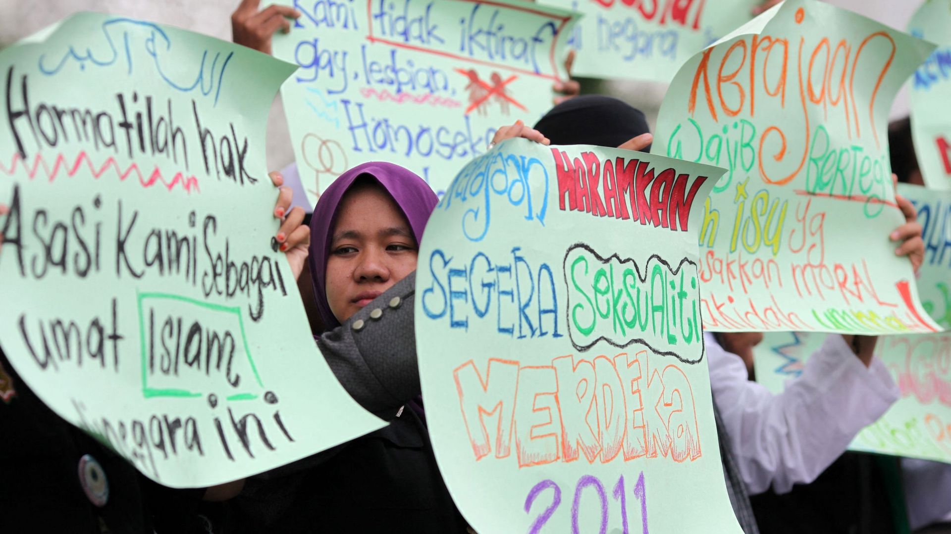 Rare photo d'une manifestation pour les droits des homosexuels en Malaisie (2011)