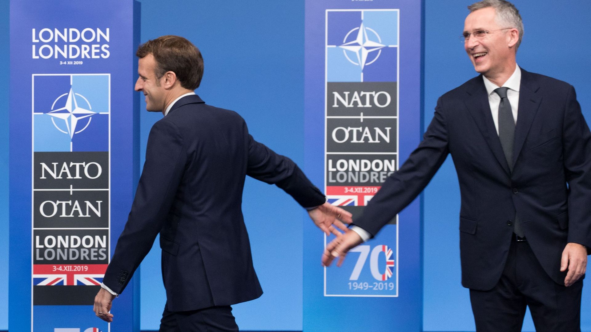 Le président français Emmanuel Macron et le Secrétaire Général de l’OTAN Jens Stoltenberg lors du sommet de Londres.