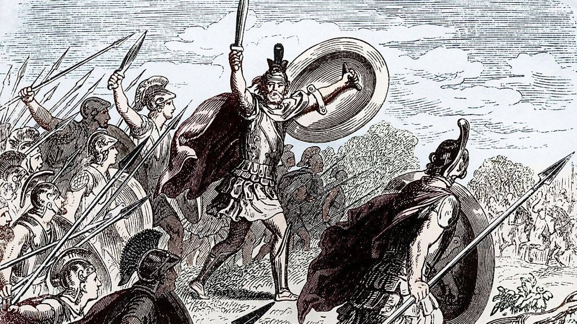 Miltiade et l'armée grecque repoussent l'armée perse de Darius en 490 avant Jésus-Christ à Marathon.