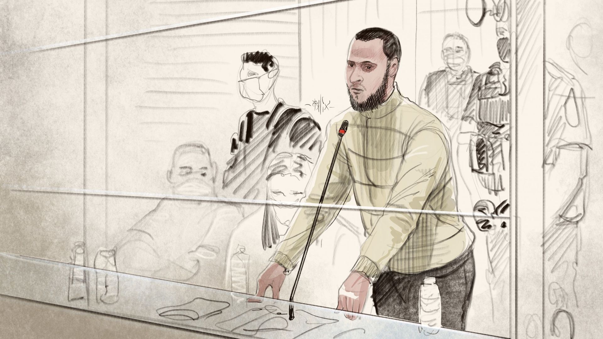 Salah Abdeslam lors du procès des attentats du 13 novembre à Paris.