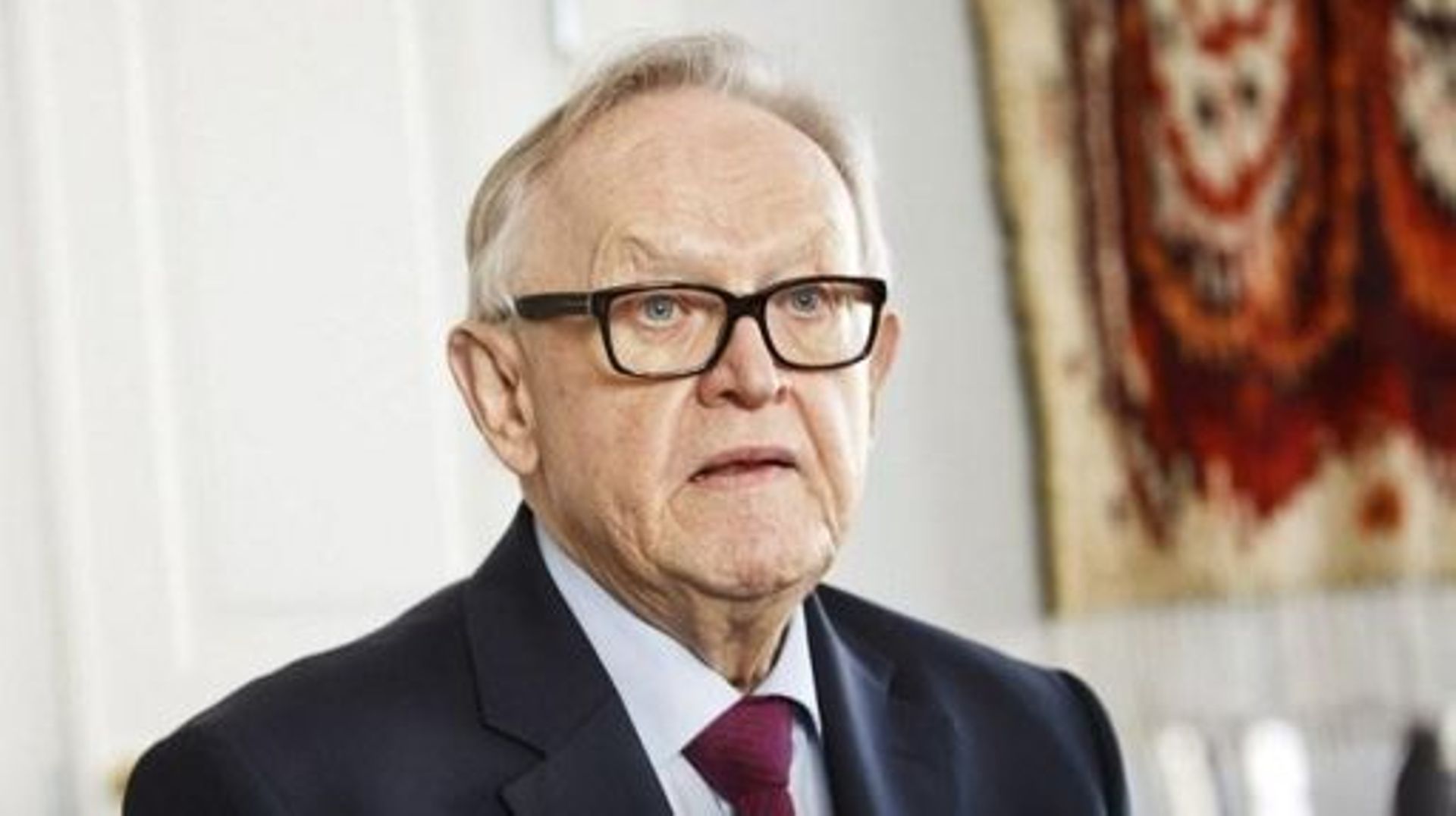 Former Finnish President Martti Ahtisaari attends a luncheon of political journalists, in Helsinki on February 16, 2016.   Roni Rekomaa / Lehtikuva / AFP Finland OUT

