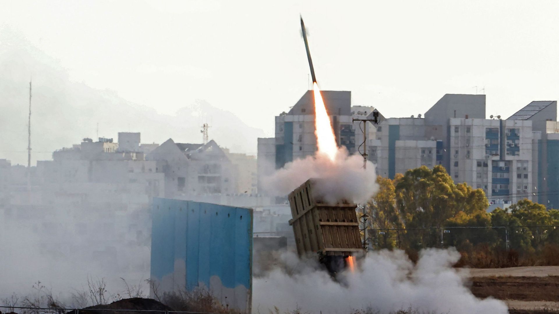 Le bouclier antimissile israélien "Dôme de fer" en action le 17 mai 2021.