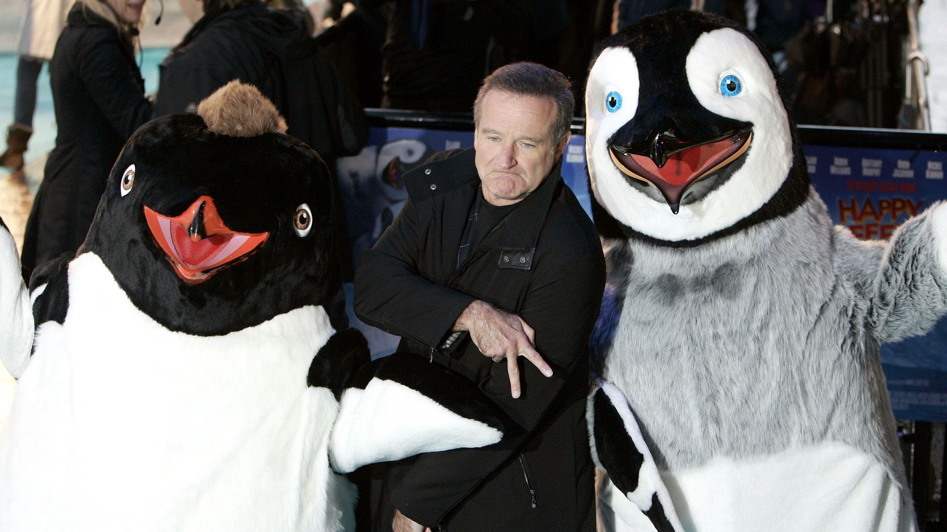 Robin Williams à l'occasion de la première du film "Happy Feet"