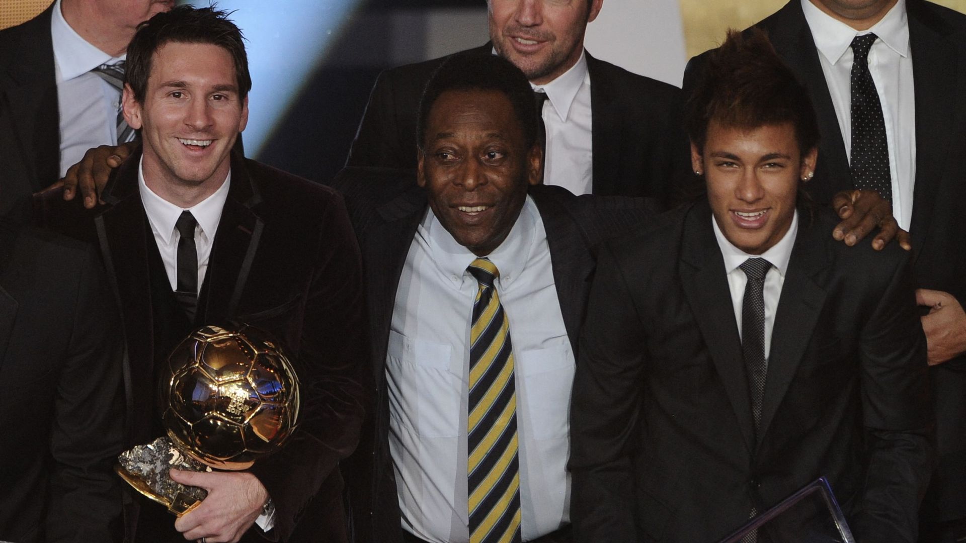 Pelé avec Neymar et Messi en 2012.