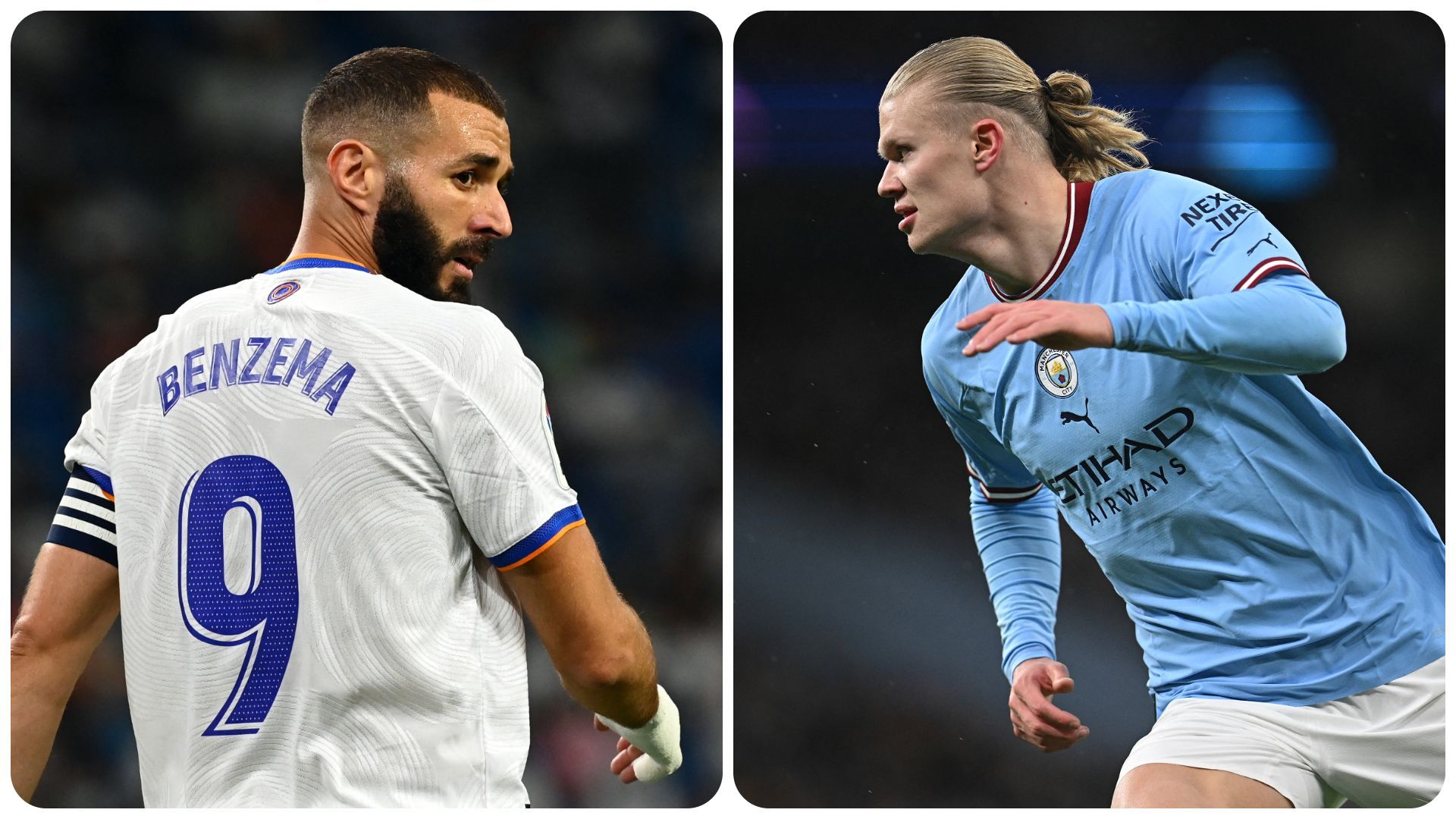 Karim Benzema face à Erling Haaland.