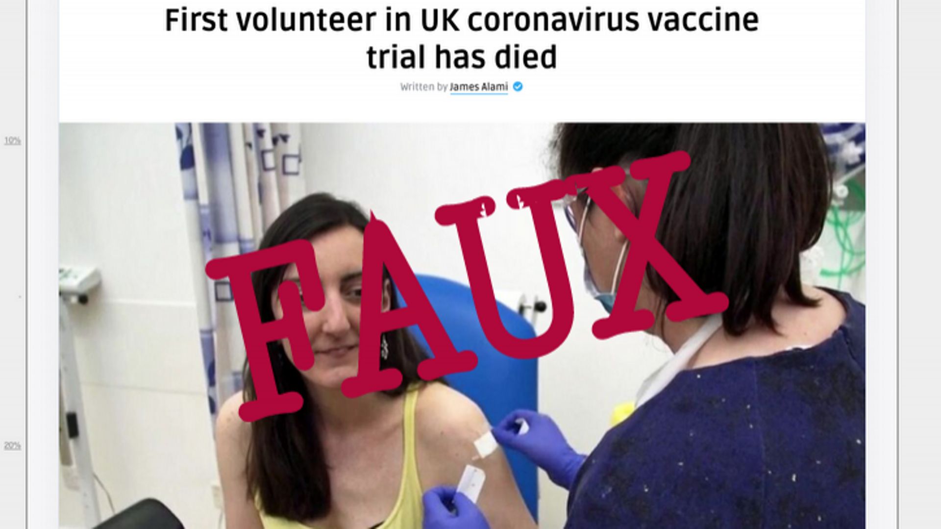 Non, la première volontaire à tester le vaccin anti-coronavirus n'est pas morte