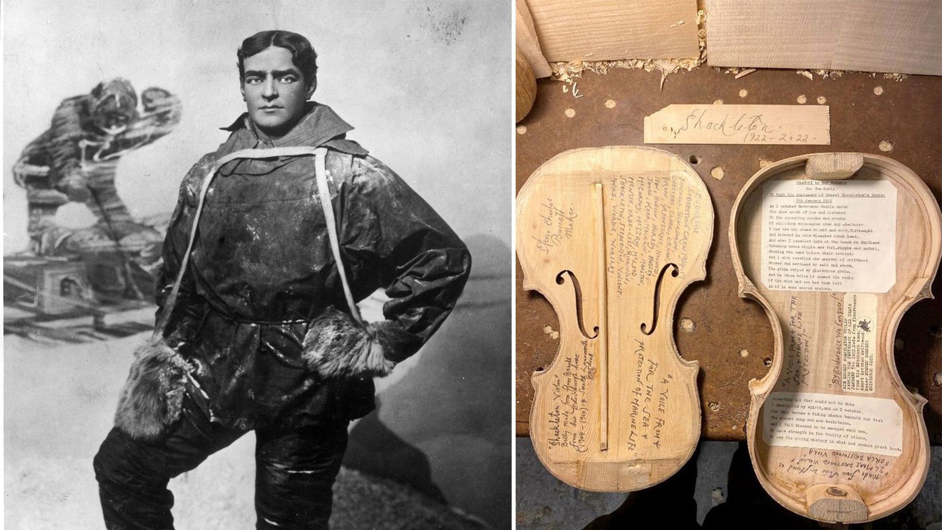 Le plancher de l'ancienne maison de l’explorateur Ernest Shackleton transformé en un violon