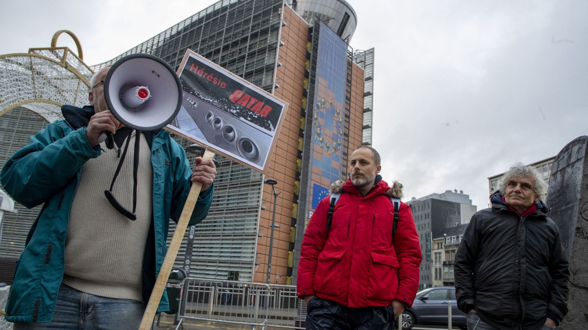 La photo d'illustration montre la manifestation de Rise For Climate "Boycott de la Coupe du monde au Qatar pour le climat !" à Bruxelles le dimanche 20 novembre 2022.