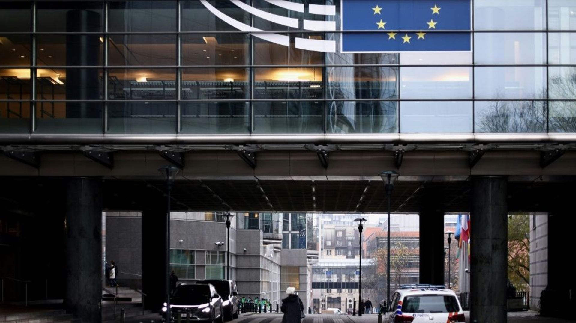 L’entrée du Parlement européen, le 9 décembre 2022 à Bruxelles