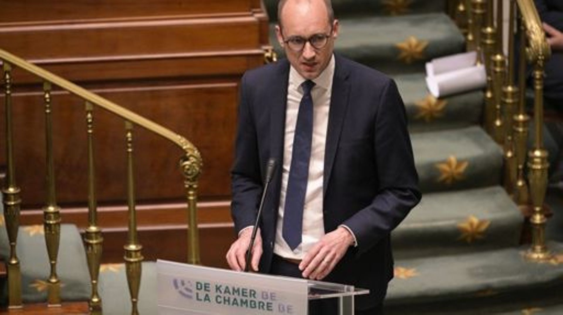 Vice-prime minister and Finance Minister Vincent Van Peteghem pictured during a plenary session of the Chamber at the Federal Parliament in Brussels on Wednesday 17 May 2023. BELGA PHOTO LAURIE DIEFFEMBACQ