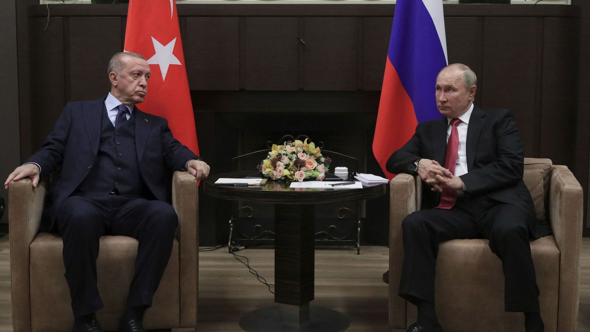 Vladimir Poutine et Recep Tayyip Erdogan à Sochi en septembre 2021. 
