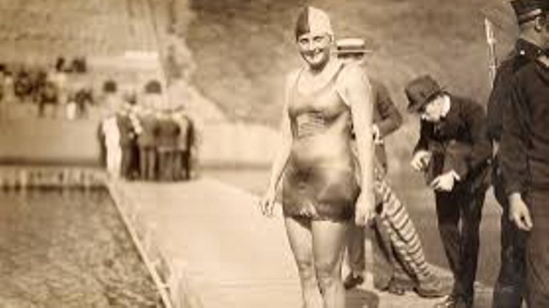 La nageuse américaine Ethelda Bleibtrey, triple championne olympique à Anvers