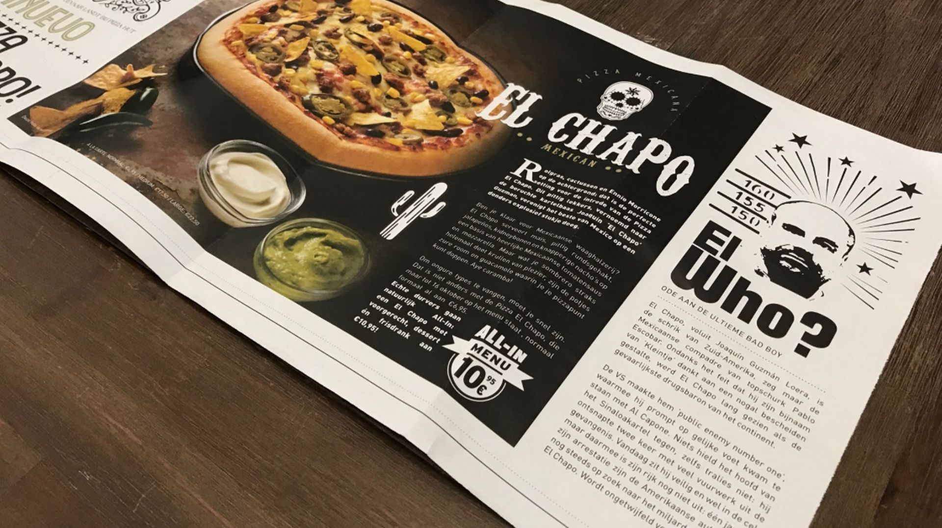 Publicité pour la pizza El Chapo