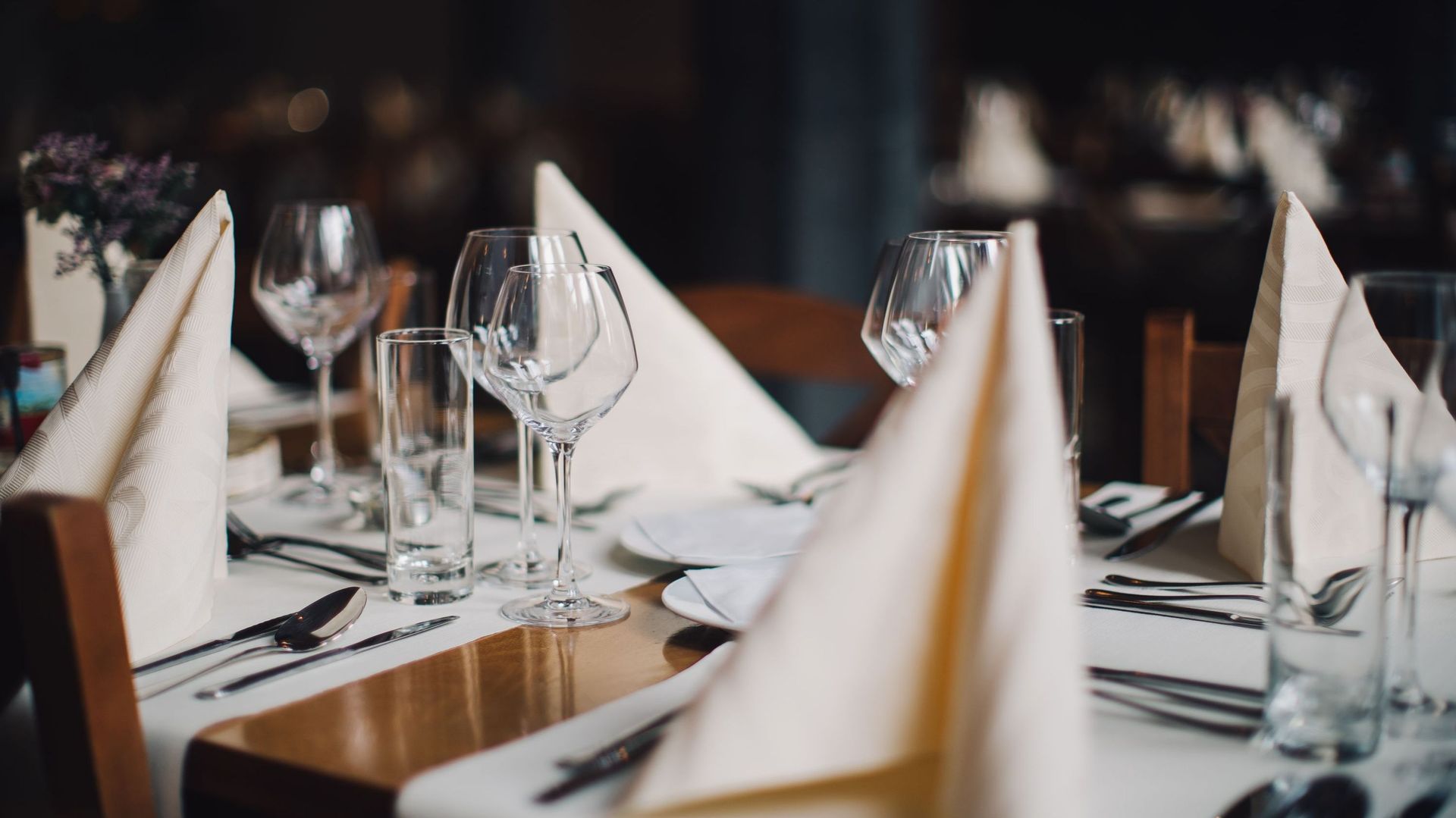 Stylishly served table in the cozy restaurant