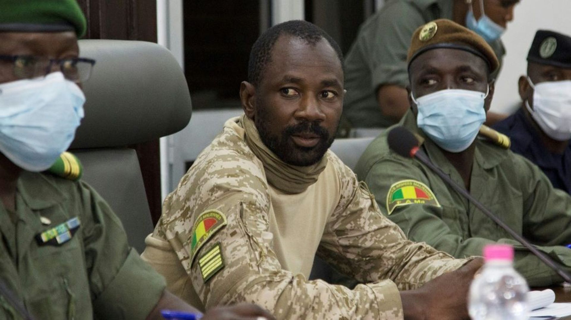 Le chef de la junte malienne, le colonel Assimi Goïta, à Bamako le 22 août 2020