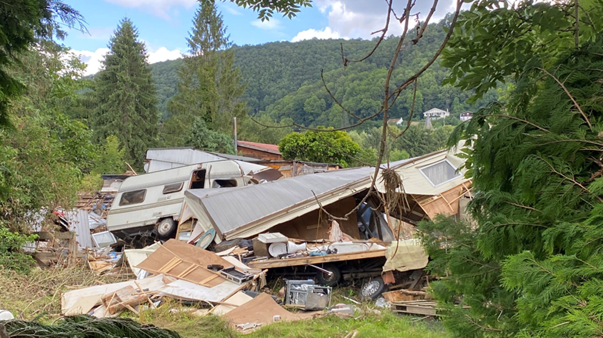 Le camping de Méry à Esneux ravagé après les inondations.