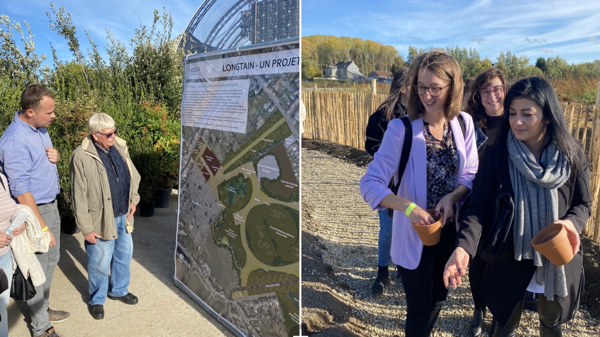 À gauche, lors de l’inauguration du terrain, les riverains des anciens Laminoirs de Longtain ont pu découvrir les aménagements paysagers prévus dans le cadre de la construction du futur hôpital de Jolimont.
À droite, le personnel de l’hôpital de Jolimont 